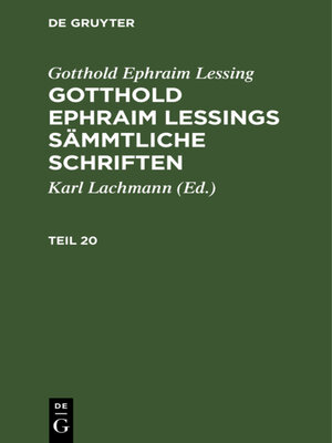 cover image of Gotthold Ephraim Lessing